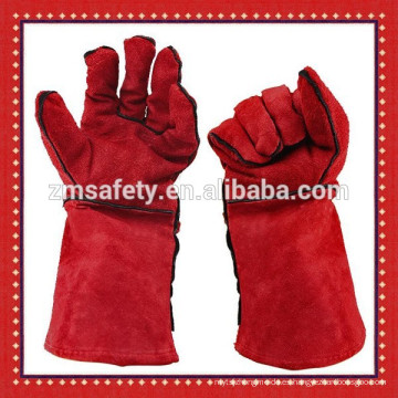 Guantes de soldadura de piel dividida de vaca roja